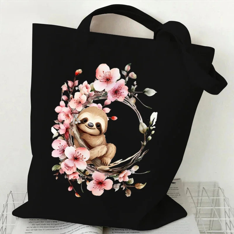 Sloth Sakura Tote Bags