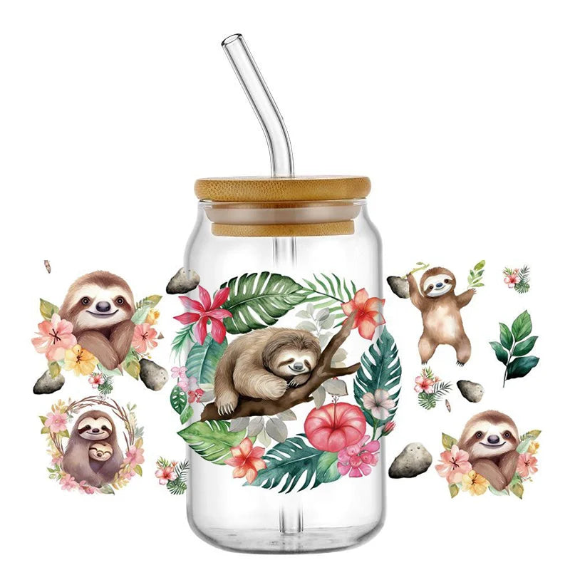 Decals Cute Sloth Waterproof Transfer Stickers for Mugs, Water, Bottle