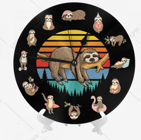 Sunset Lazy Sloth Wall Clock