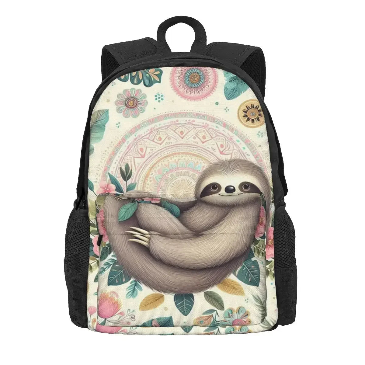 Happy Boho Sloth Floral Backpack