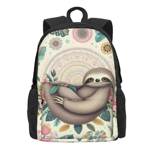 Happy Boho Sloth Floral Backpack