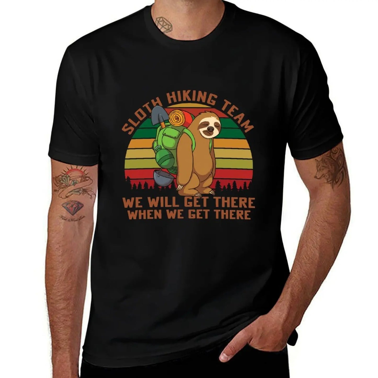 Sloth Hiking Team We'll Get There When We Get There T-Shirt