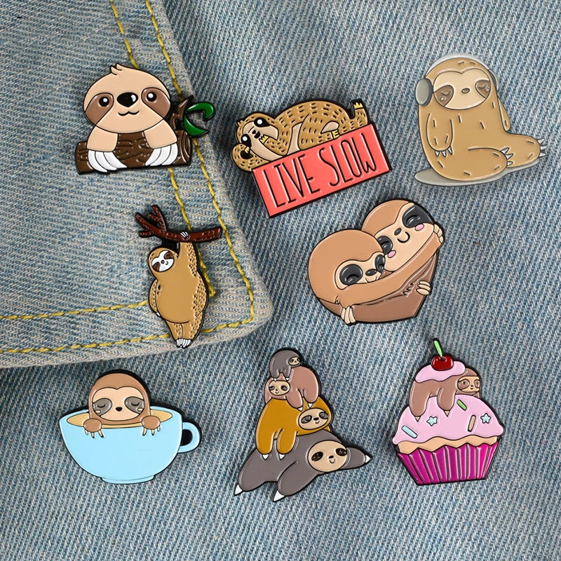 Sloth pin badges