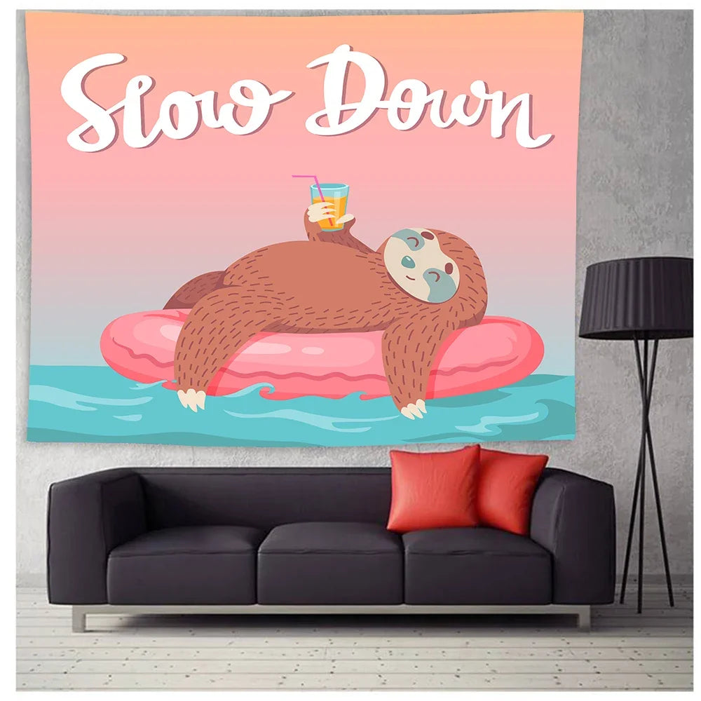 Slow Down Sloth Wall Hanging Tapestry