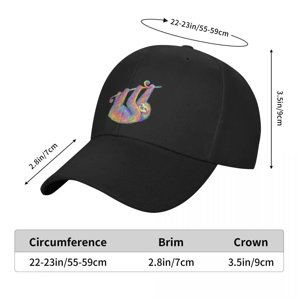 Hanging Around Psychedelic Sloth Baseball Cap