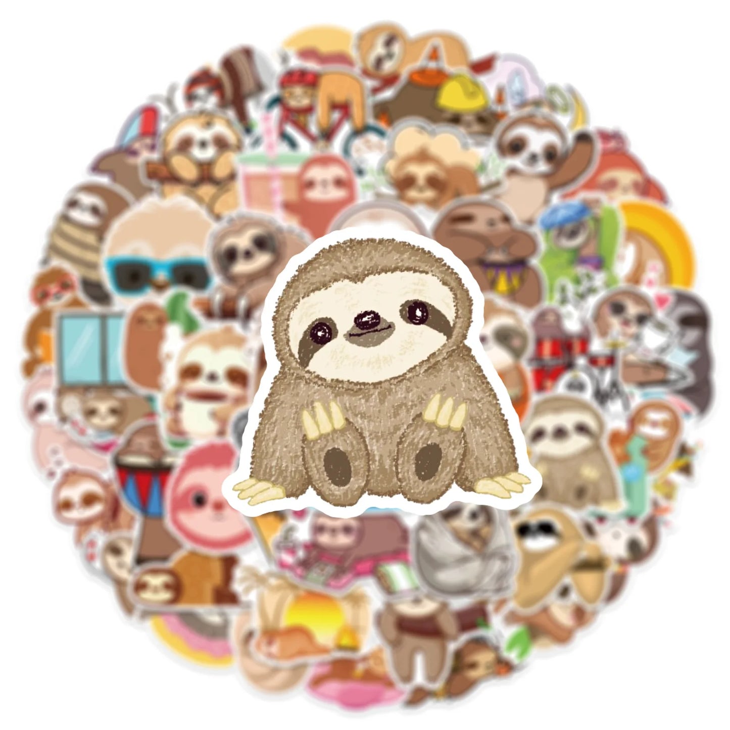 10/50 Piece Sloth Stickers