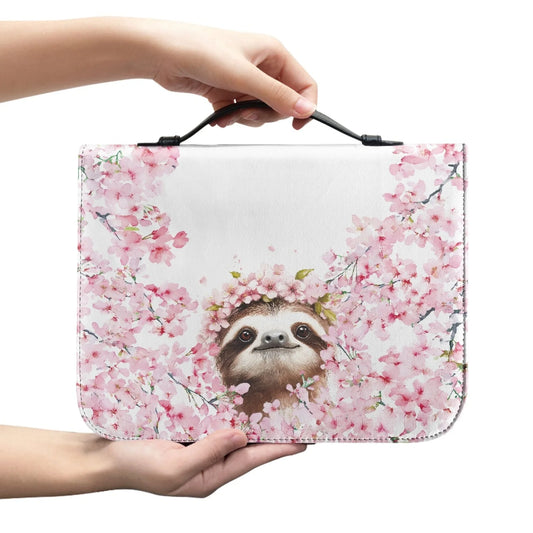 Sakura Sloth Pink Leather Protective Bible Cover