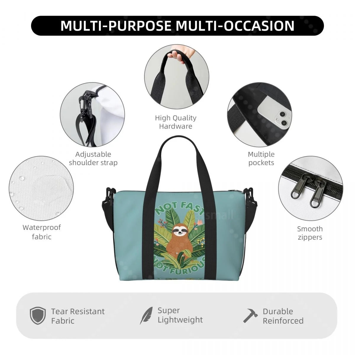 Not Fast Not Furious Sloth Travel Bag