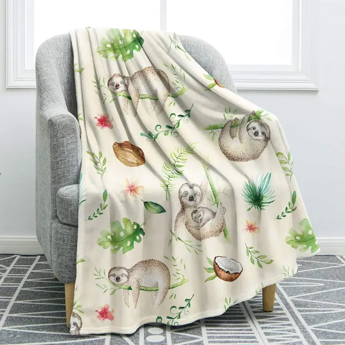 Sloth Theme Throw Blanket