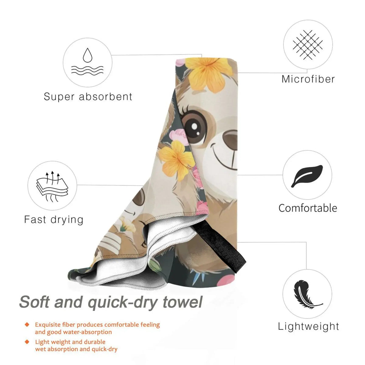 Floral Sloth Towels