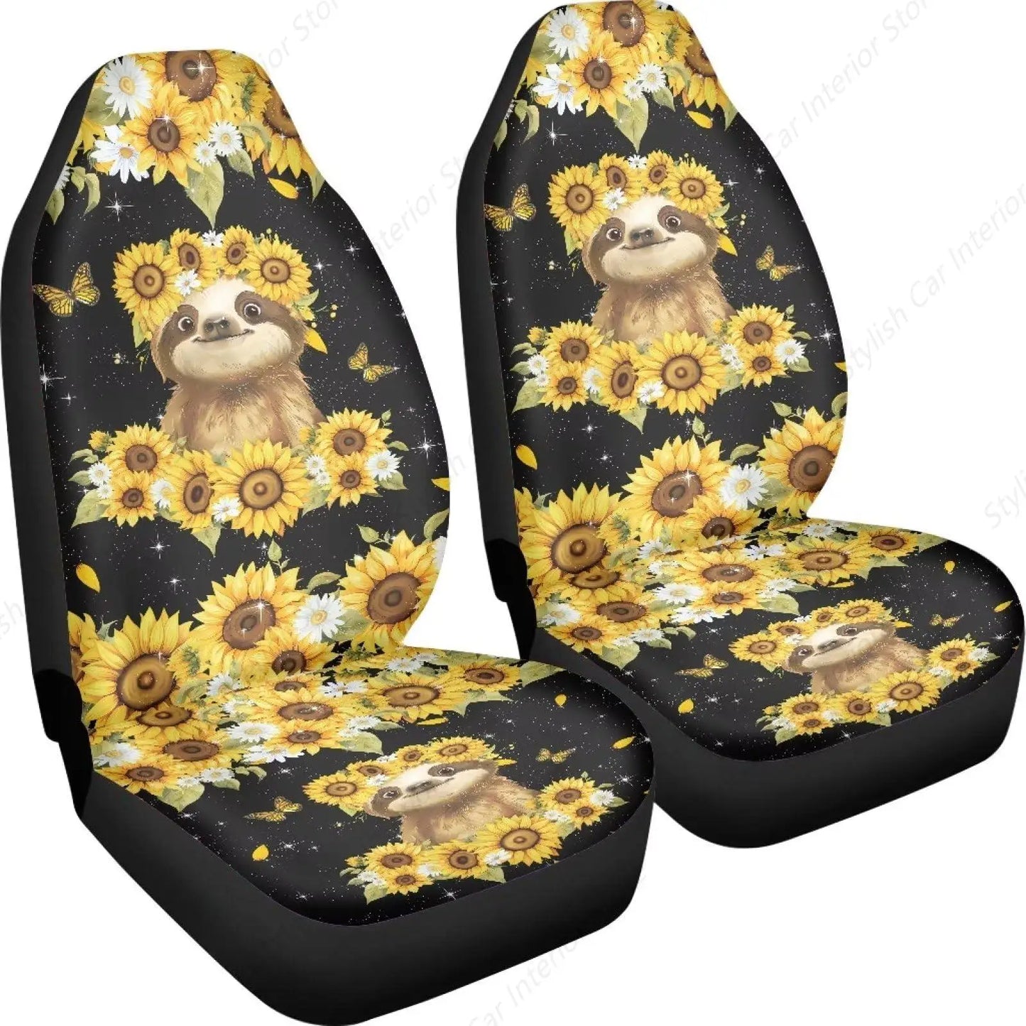 Sloth Sunflower Vehicle Seat Cover