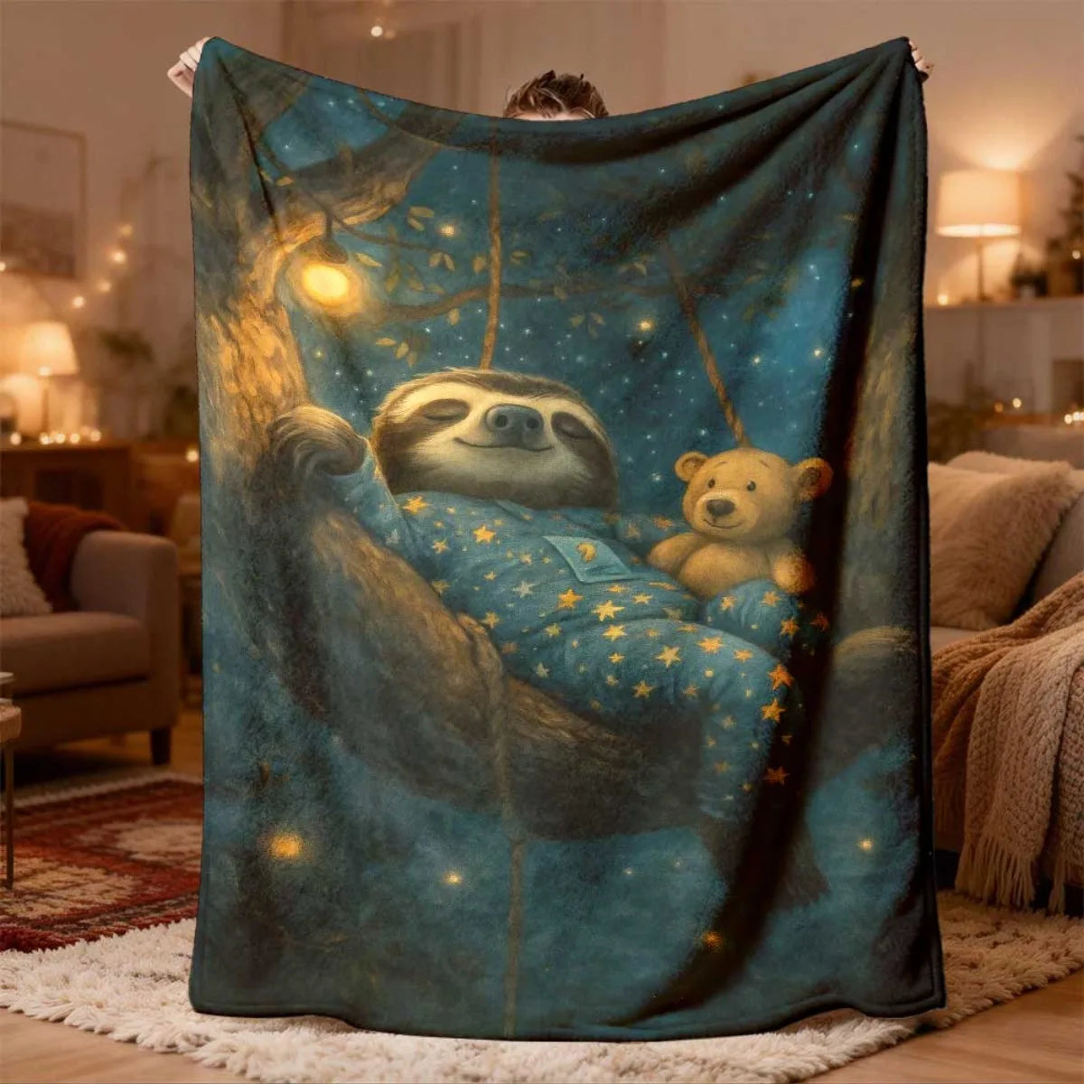 Sloth & Teddy Bear Stars Blanket