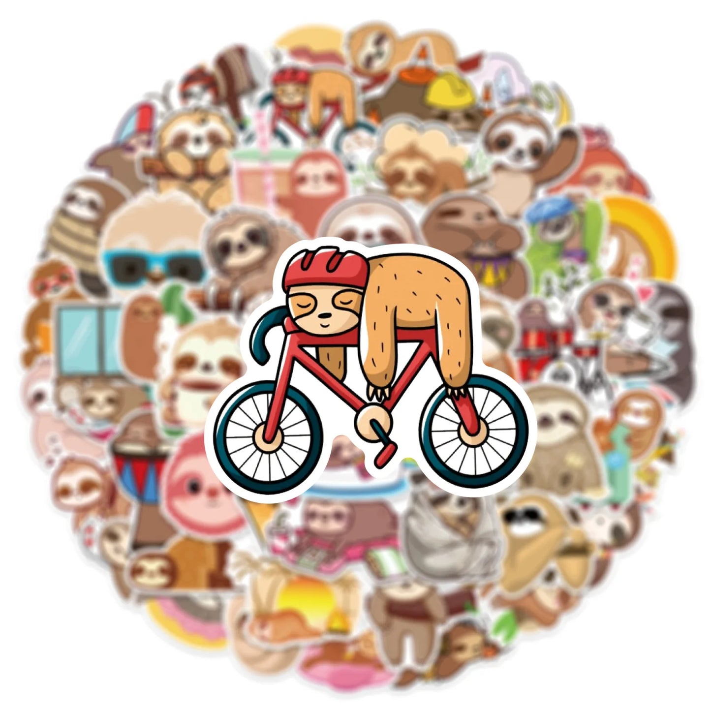 10/50 Piece Sloth Stickers