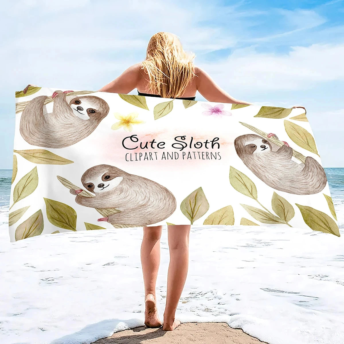 Assorted Cute Sloth Beach Towel