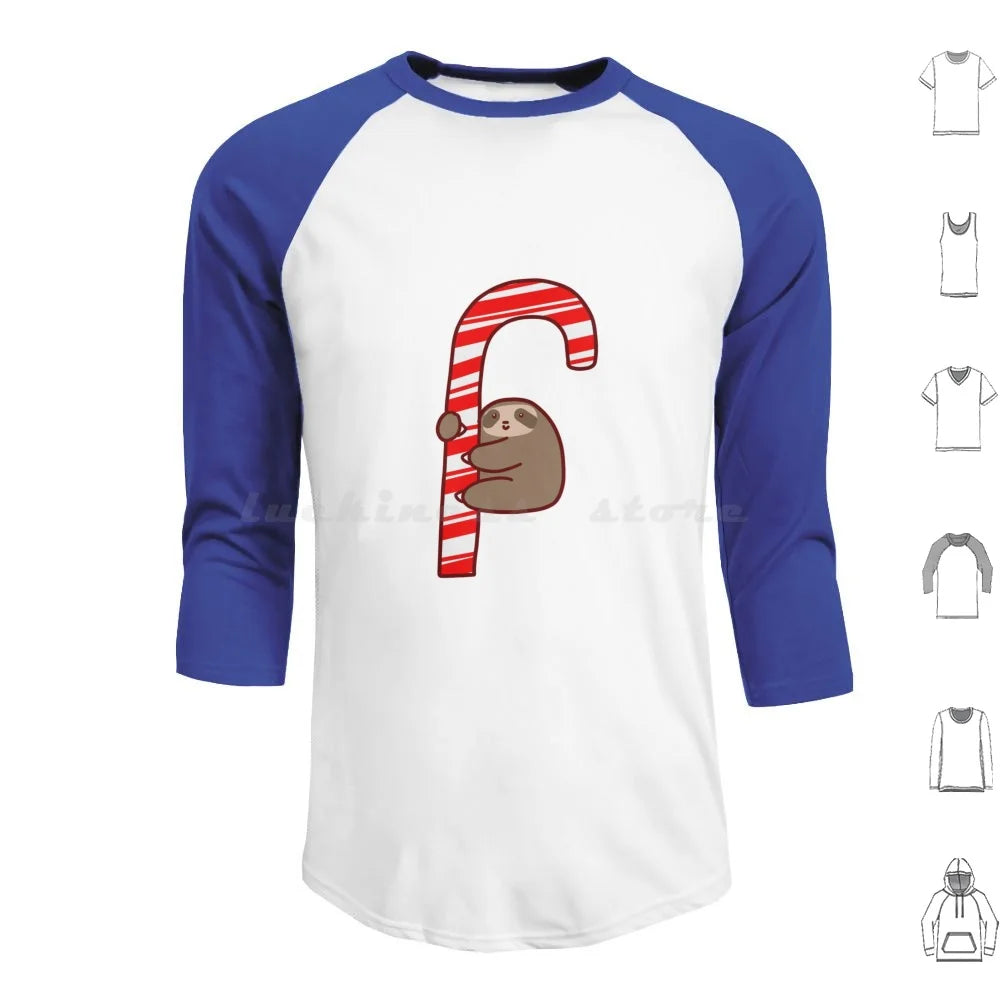 Sloth & Candy Cane Christmas Long Sleeve T-Shirt