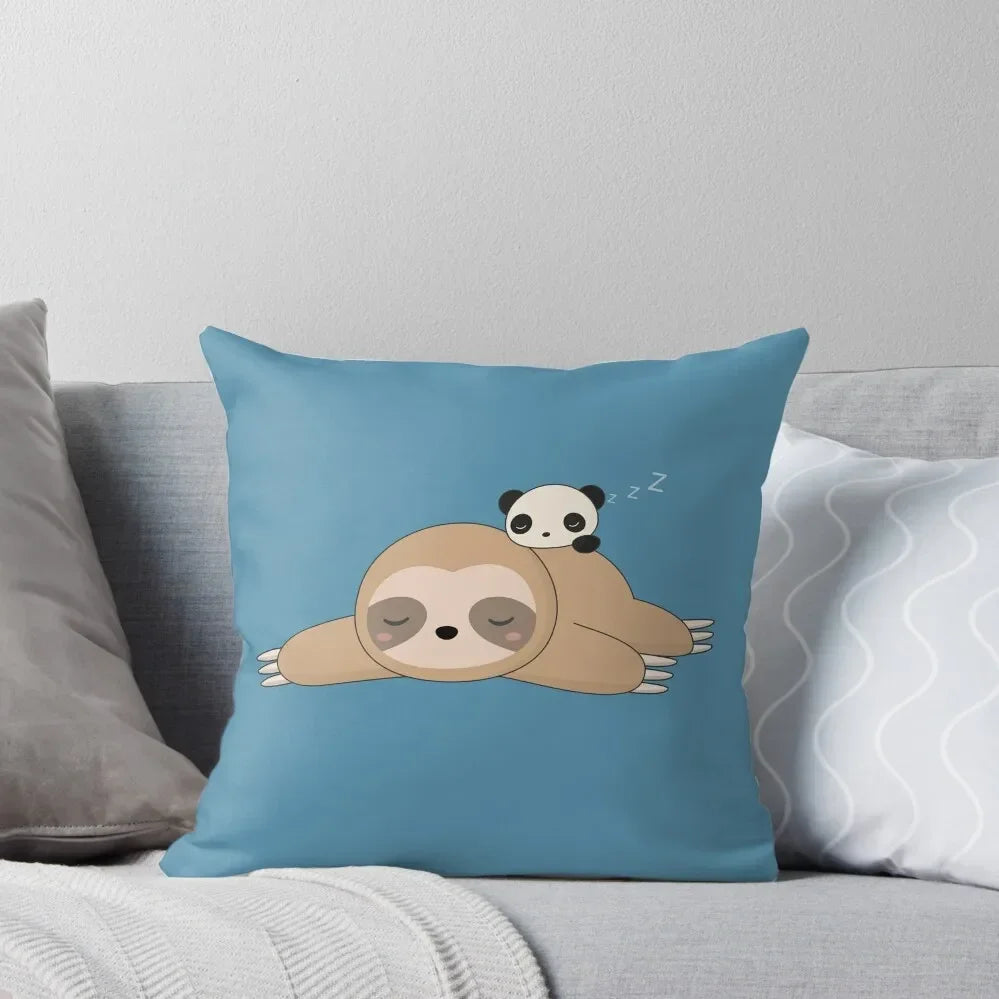 Cute Lazy Panda and Sloth Cushion Cover