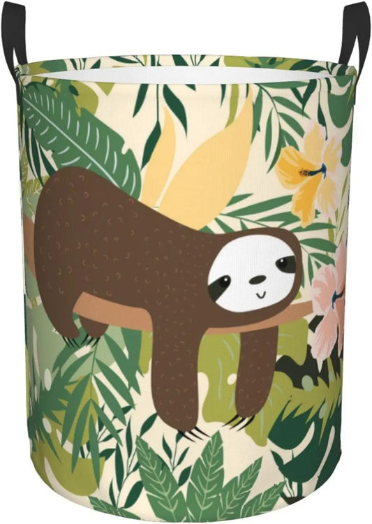 Sleeping Sloth in Jungle Laundry Basket