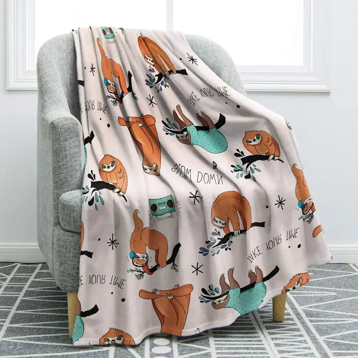 Sloth Theme Throw Blanket
