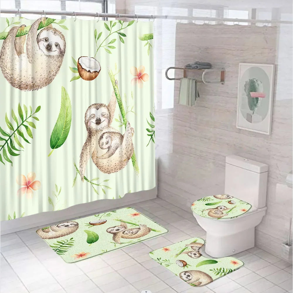 Various Funny Sloth Shower Curtain Set and Bathroom Sets