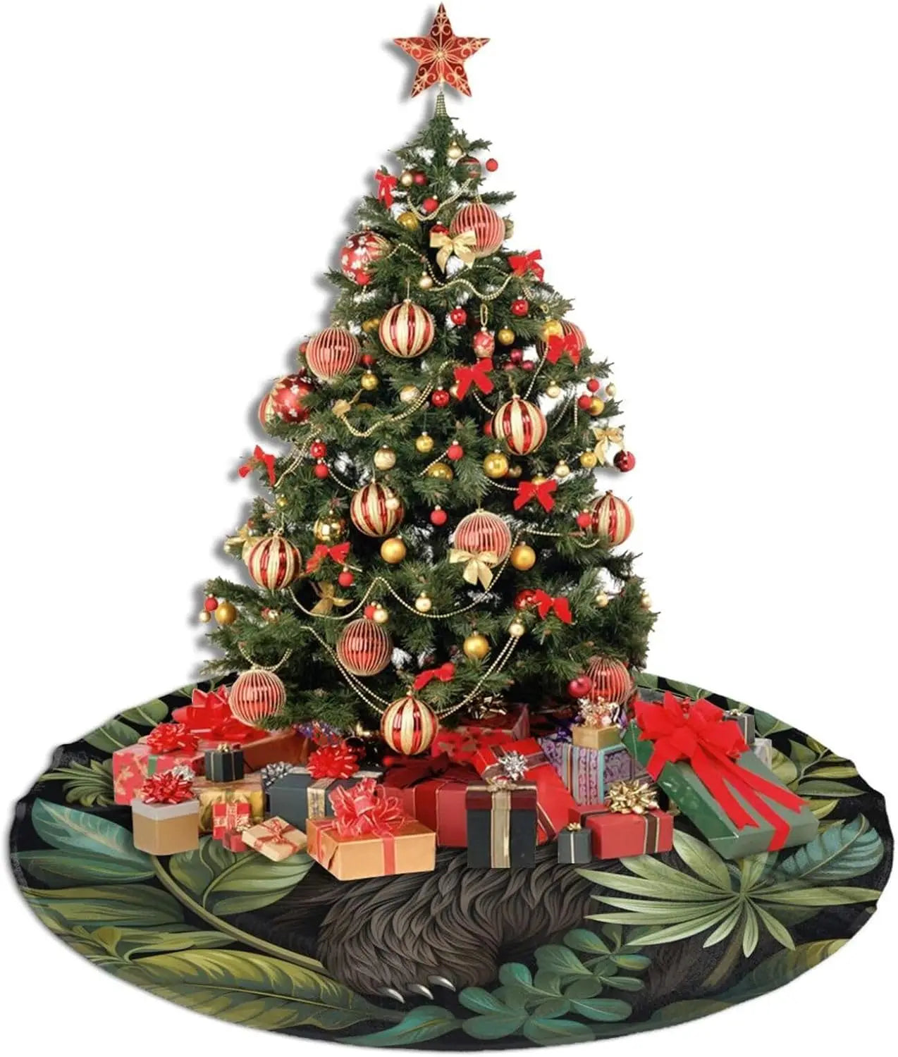Sloth Leaves Christmas Tree Skirt