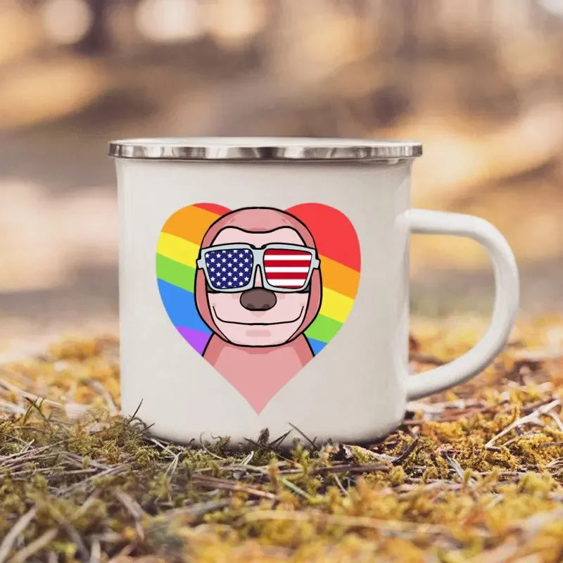 Rainbow Sloth Enamel Mug