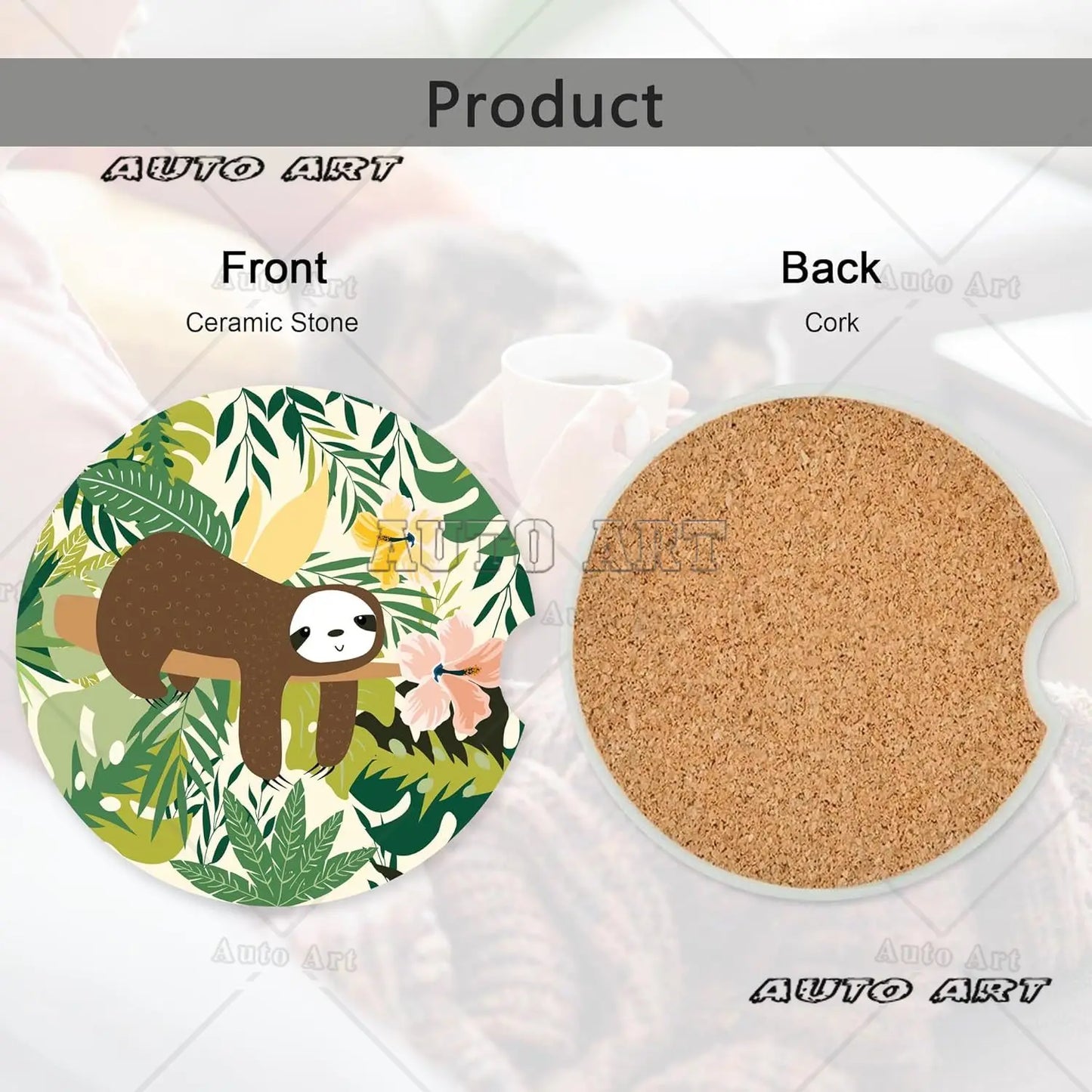 Sloth Car Cup Holder Coasters