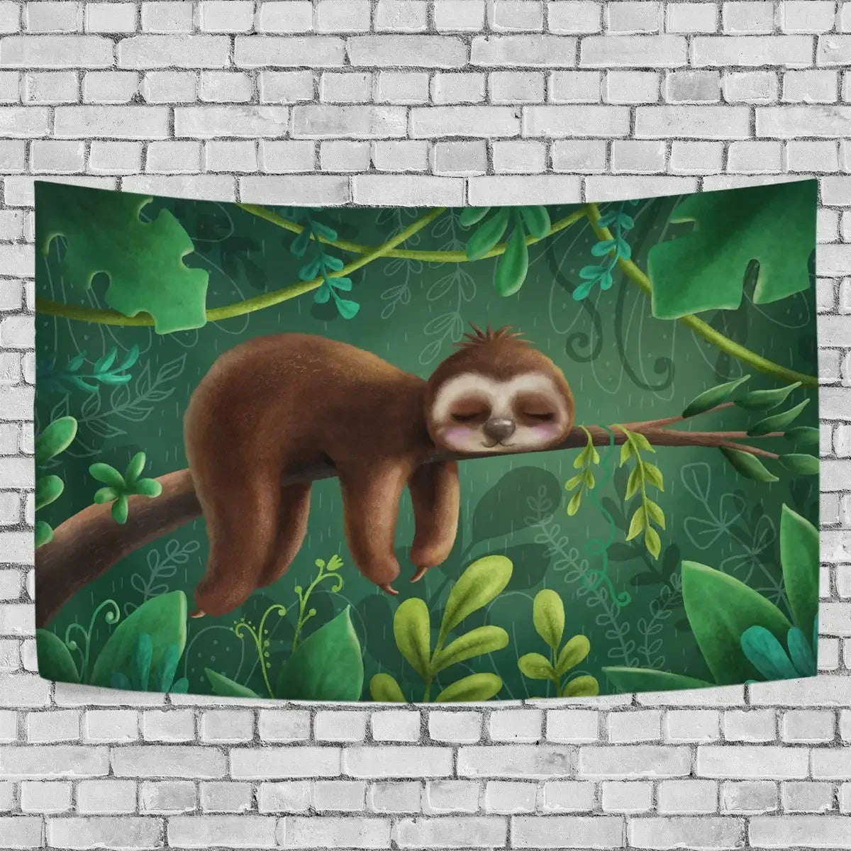 Sleeping Jungle Sloth Wall Hanging Tapestry