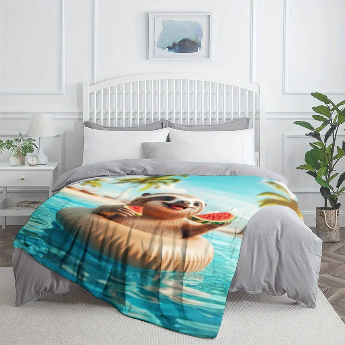 Sloth Eating Watermelon Blanket