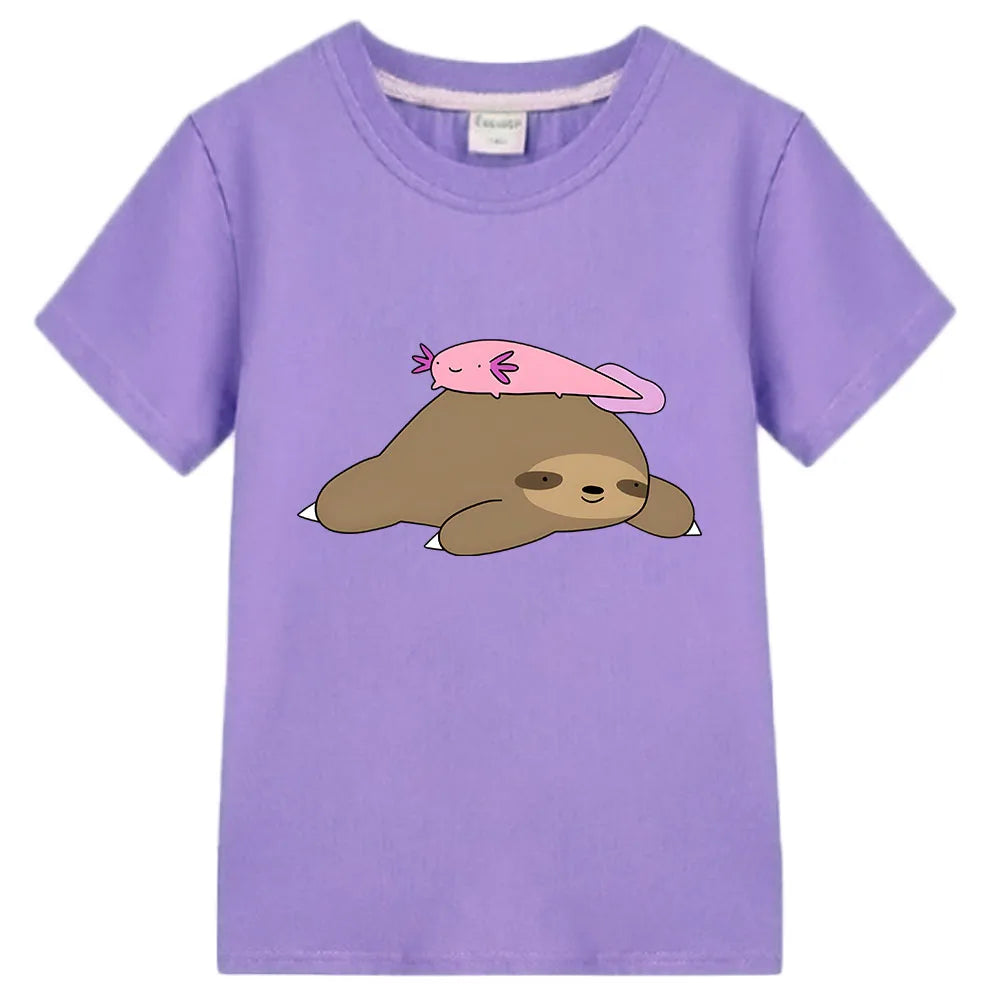 Sloth & Pink Axolotl T-Shirt