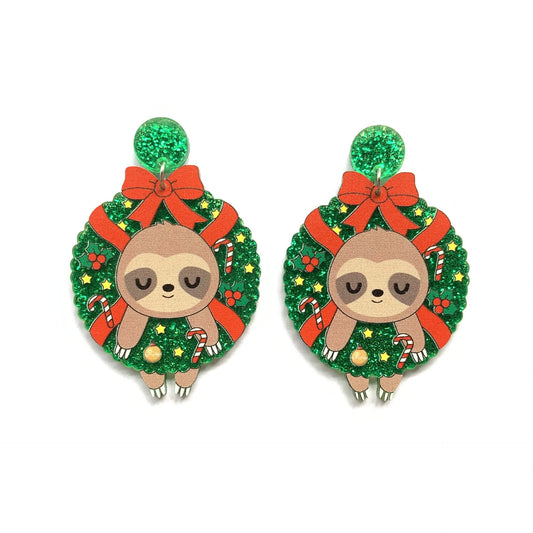 Wreath Sloth Earrings