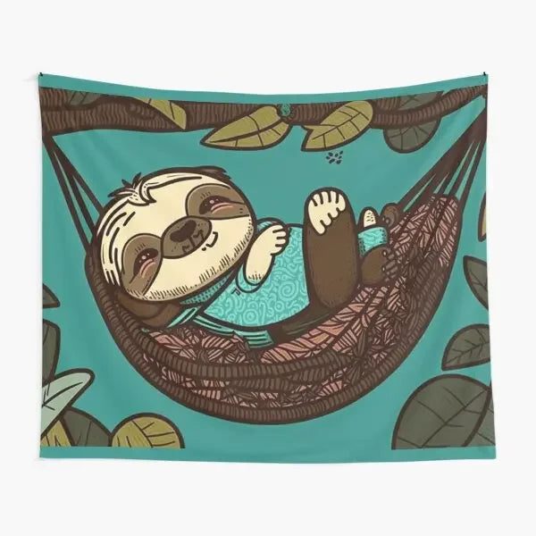 Sloth Sleeping In A Hammock Wall Art Tapestry