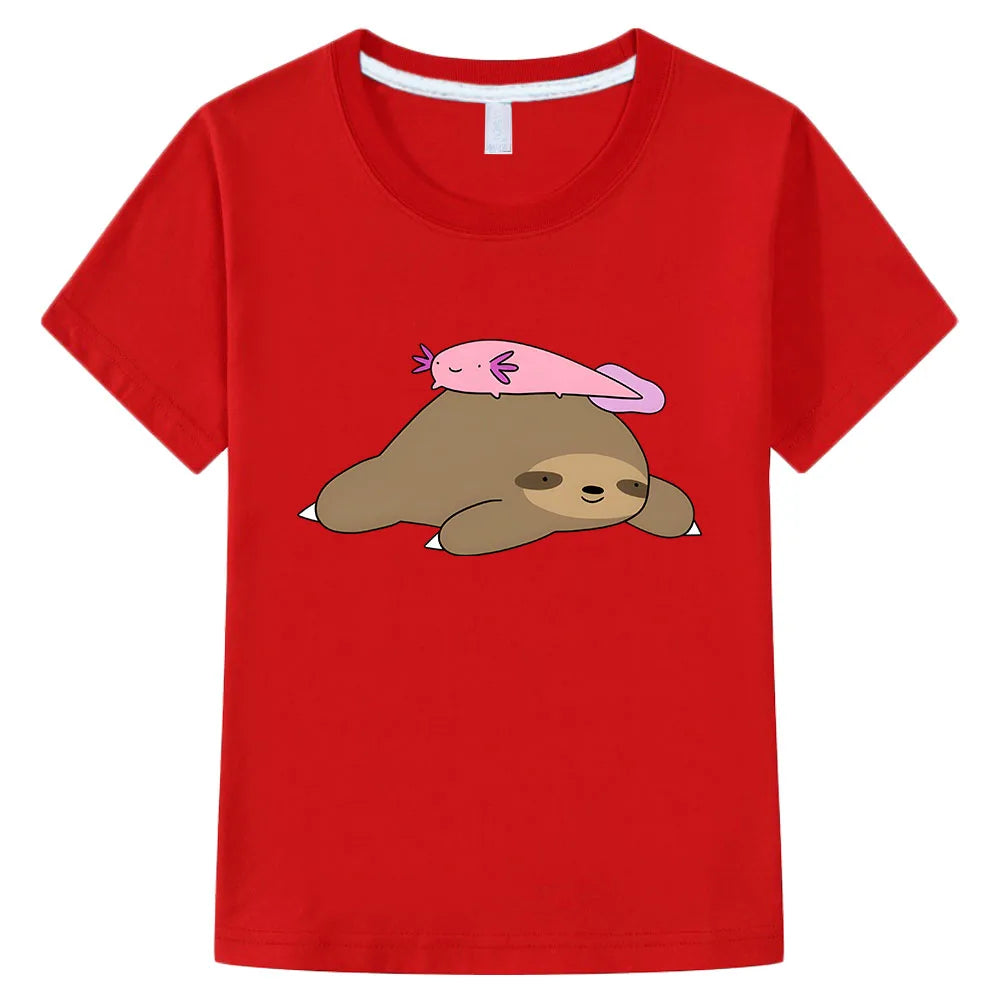 Sloth & Pink Axolotl T-Shirt