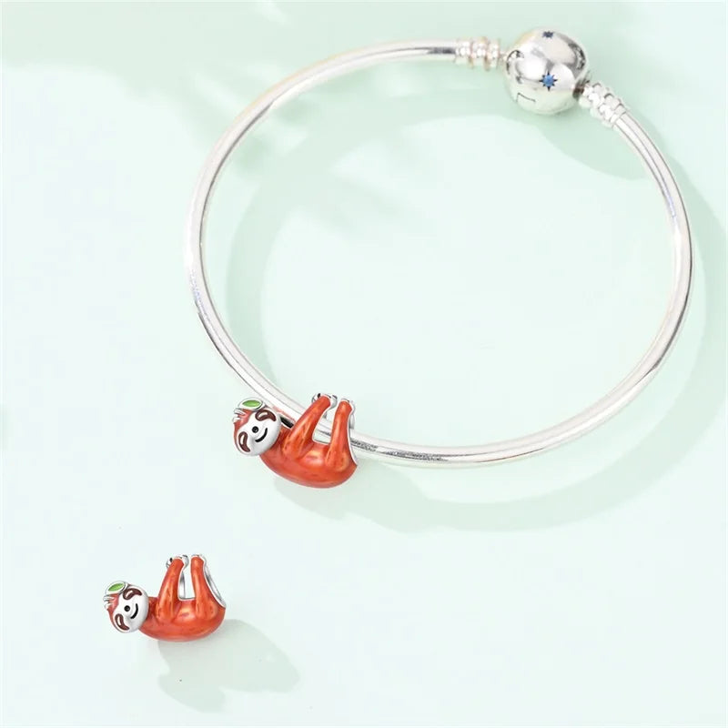 Sterling Silver Hanging Sloth Bead Charm