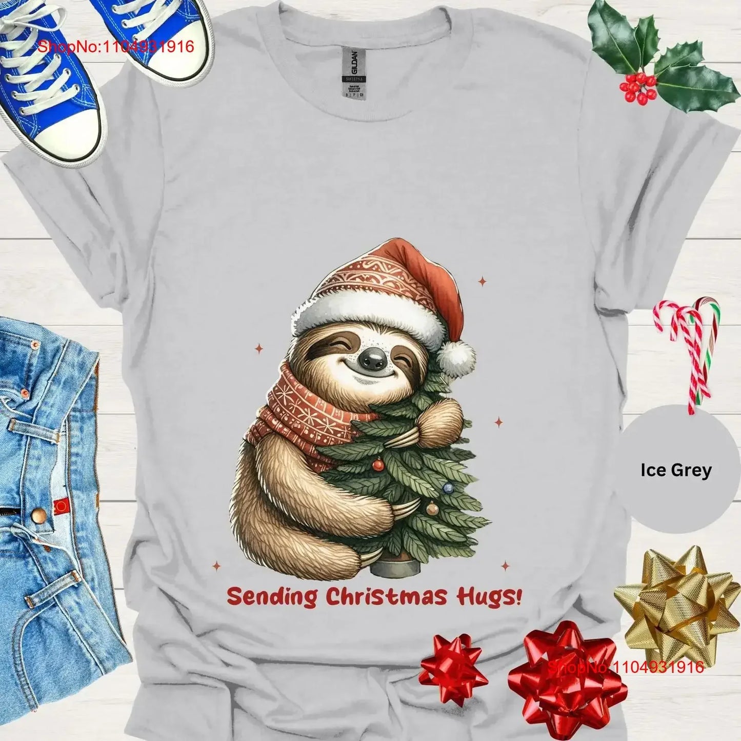 Sloth Sending Christmas Hugs T-Shirt