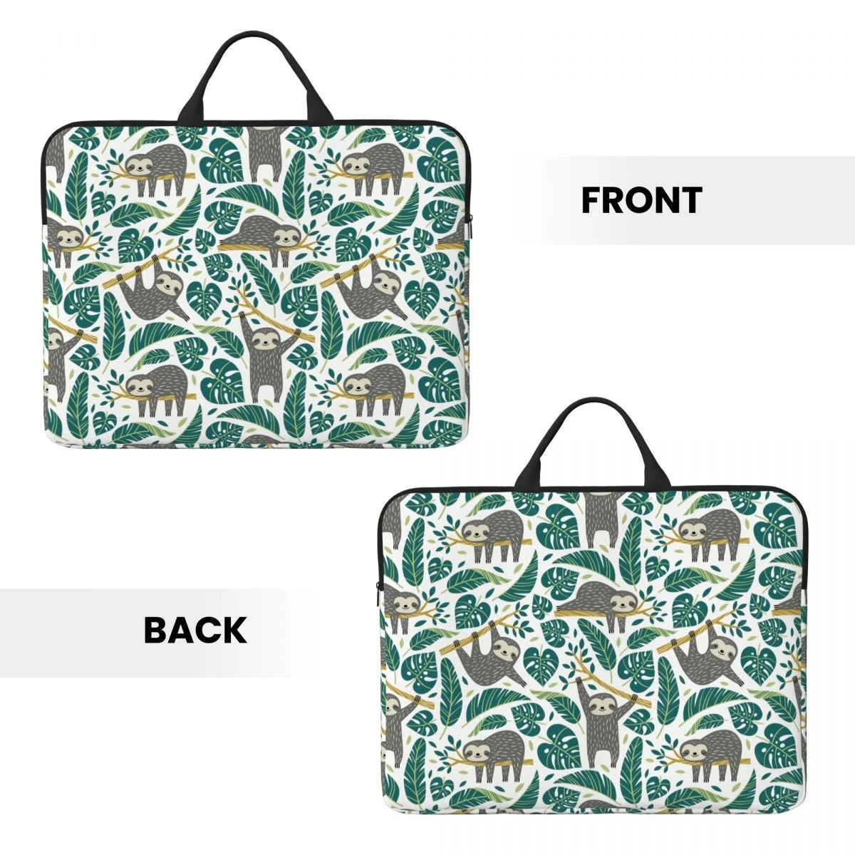 Sloth & Tropical Leaves Laptop Bag