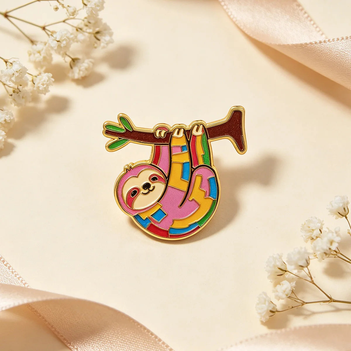 9 Piece Colorful Sloth Enamel Pin Set