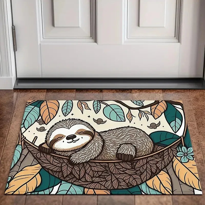 Sleeping Sloth In Hammock Door Mat