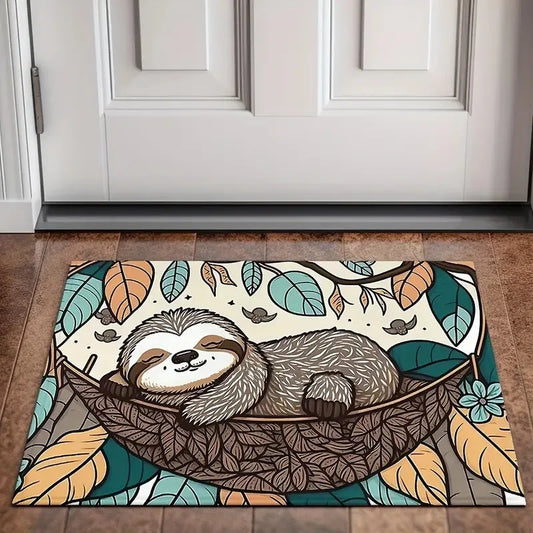 Sleeping Sloth In Hammock Door Mat