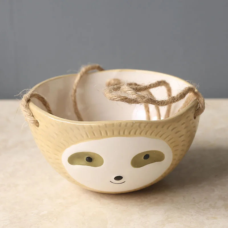 Ceramic Sloth Hanging Flowerpot