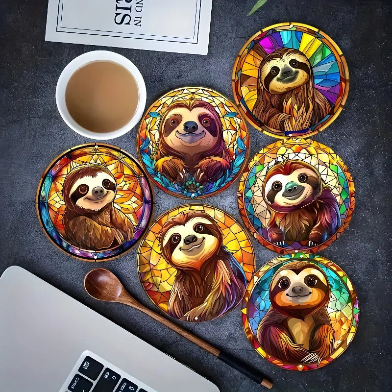 Sloth Wooden Heat-Resistant Coasters