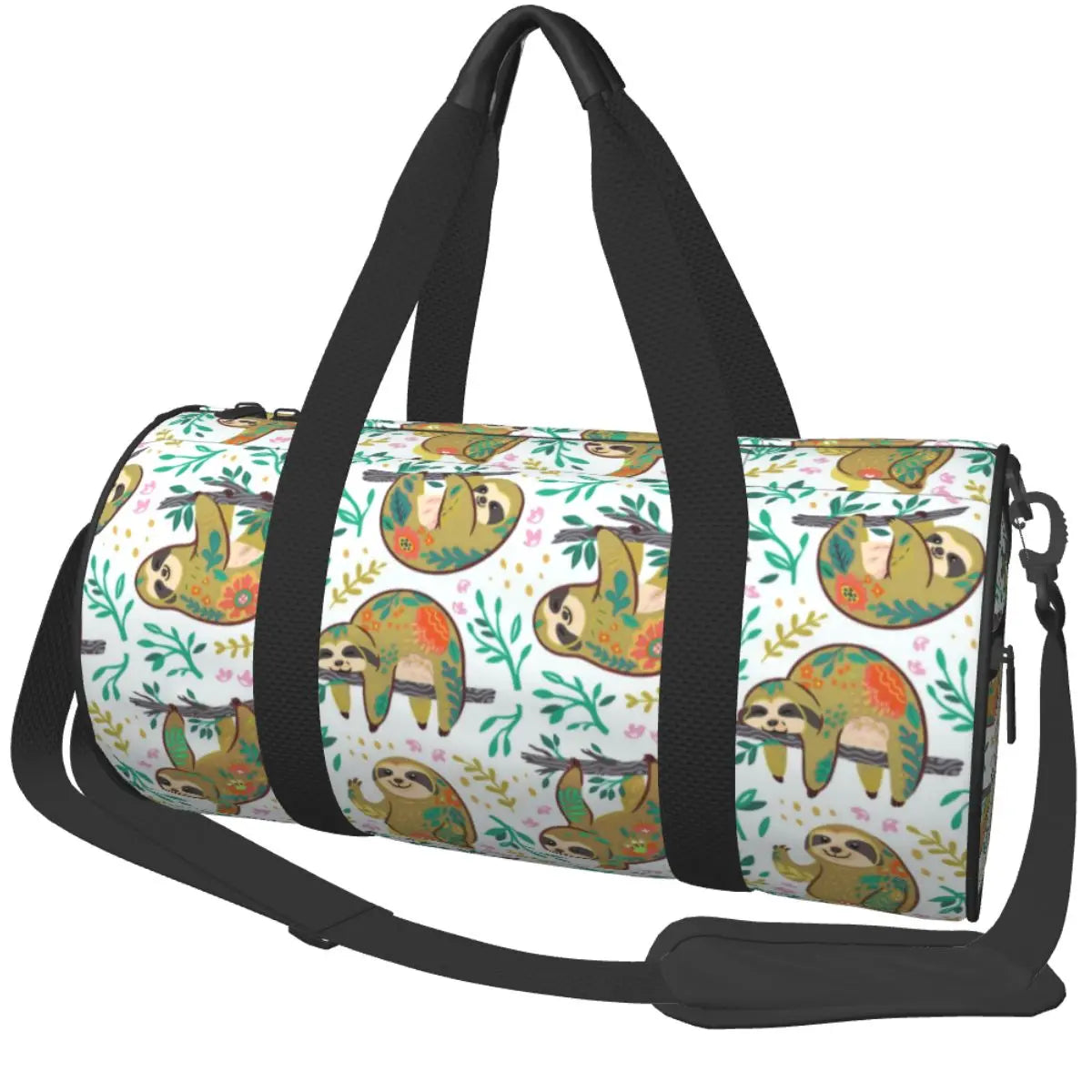 Gold Sloth Floral Gym / Travel Bag