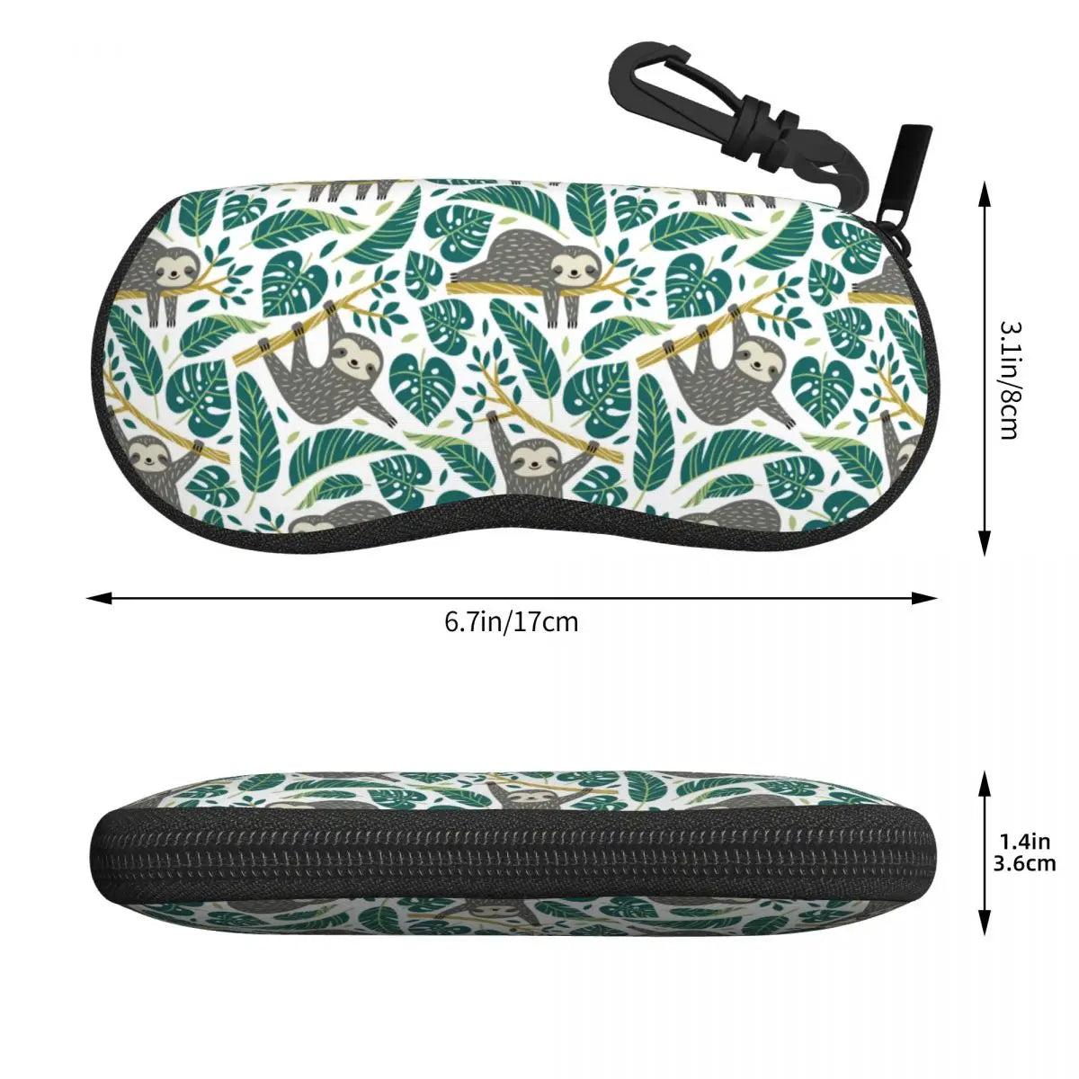 Cute Sloths Tropical Palm Leaves Glasses Case