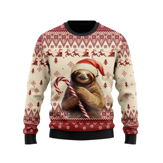 Sloth Candy Cane Christmas Jumper