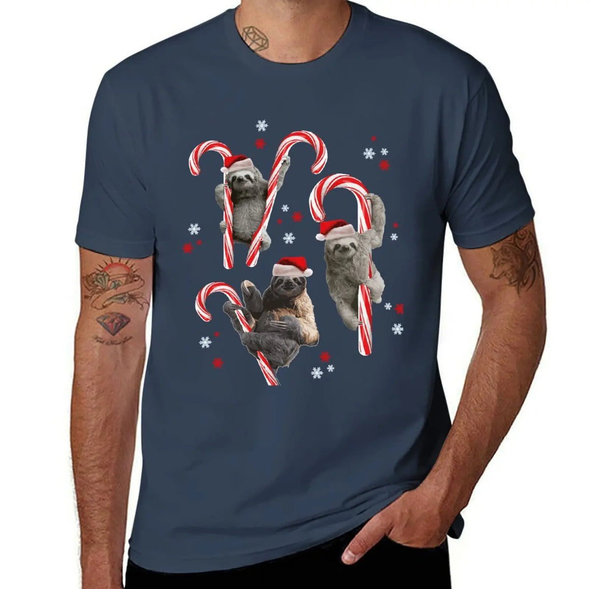 Candy Cane Christmas Sloths T-Shirt