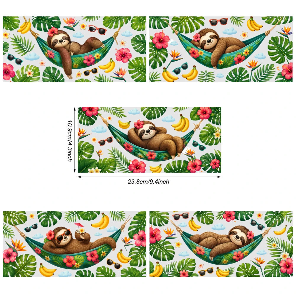5 Sheets Tropical Sloth Hammock Transfer Stickers