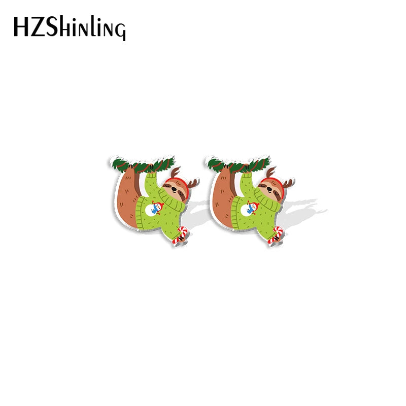 Christmas Sloths Stud Earrings