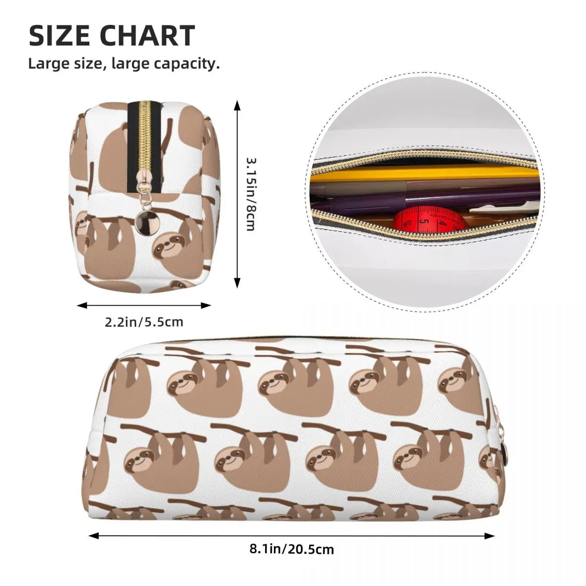 Cute Baby Cartoon Sloth Pencil Case