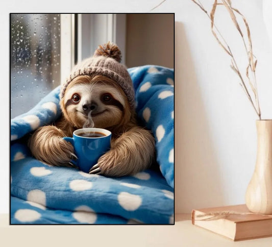Cozy Sloth Canvas Art Picture