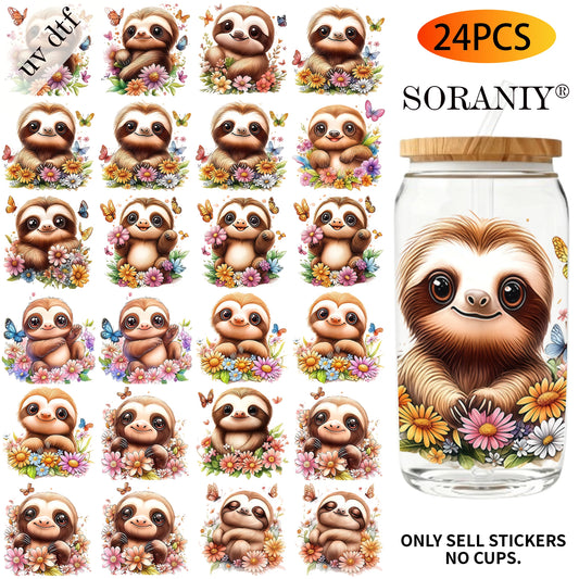24 Piece Sloth Transfer Stickers