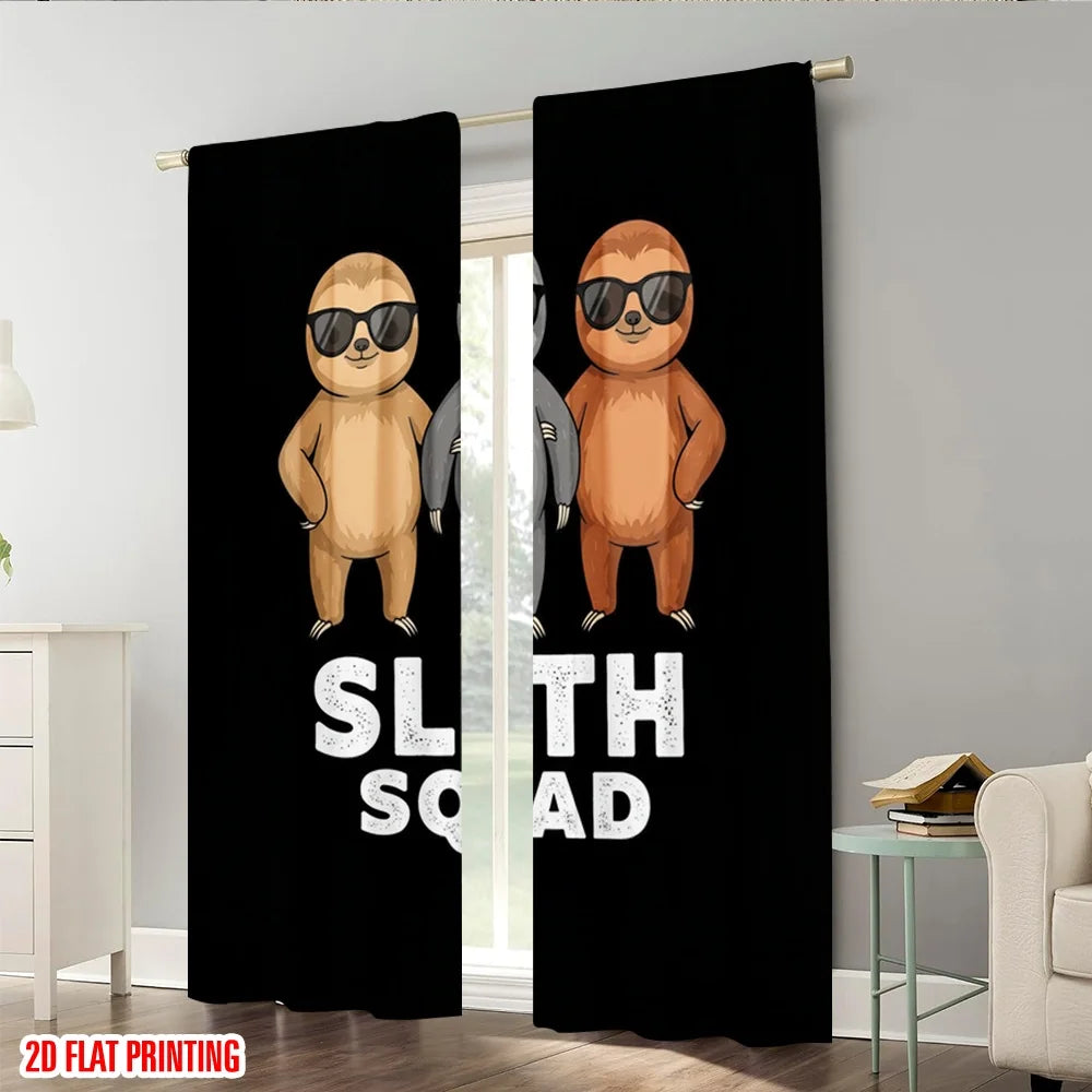 2pcs 2D flat printing Curtains